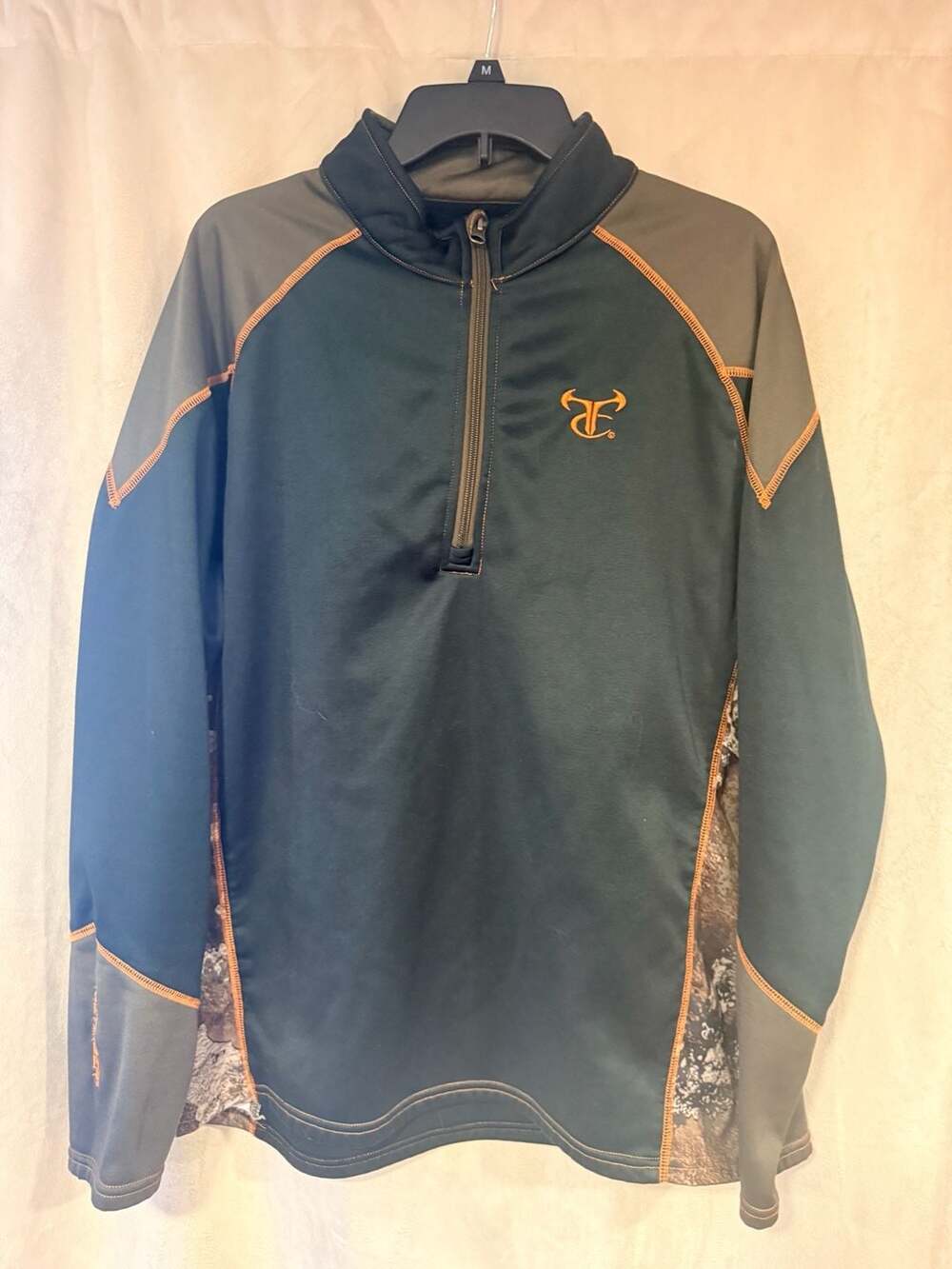 TrueTimber 1/4 Zip Pullover Jacket Black/Strata Camo Size L